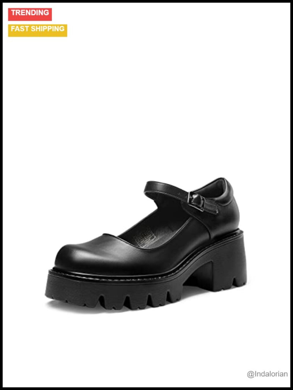 Chunky Platform Mary Jane Pumps Faux Leather Low Heel Dress Shoes
